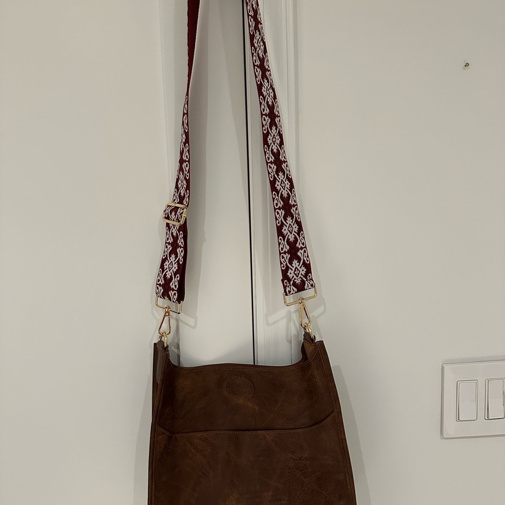 Vegan Leather Brown Crossbody Bag